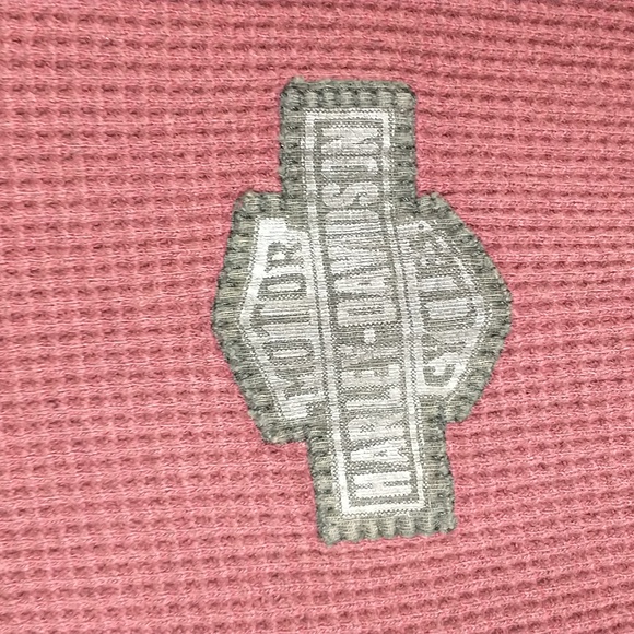 Harley Davidson Thermal Shirt Womens XL Red Burgundy Wing Patch Long Sleeve - Picture 5 of 7